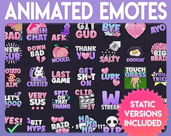 50 Animated Emotes: Soft Pastel Pink, Purple, and Blue Emote Pack (Animated+Static) (Digital)