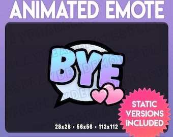Animated BYE Emote in Soft Purple + Blue with Chat Bubble (Animated+Static) (Digital) [sbv]