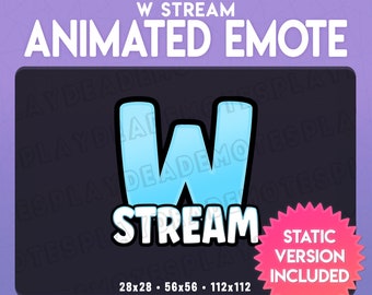 Animated W STREAM Emote in Soft Blue (Animated+Static) (Digital Download) [sb]