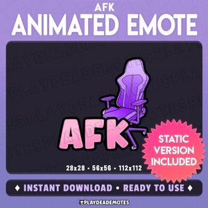Animated AFK CHAIR EMOTE | animated + static versions included; pastel pink purple gaming chair afk animated text emote by PlayDeadEmotes