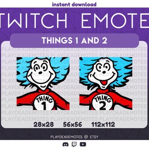 Thing 1 and Thing 2 Picture Emotes | 2-Pack Matching Emote Bundle of Things 1 and 2 | Emotes for Discord, Twitch, and Stream Chat