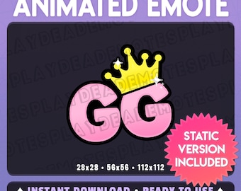 Animated GG Emote in Soft Pastel Pink with Crown (Animated+Static) (Digital Download) [sp]