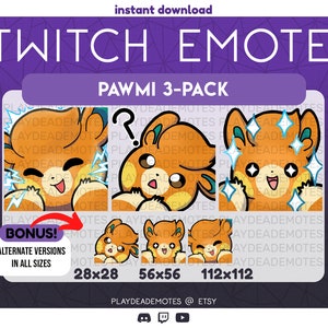 Pawmi Twitch Emote 3-Pack / Happy Pawmi Shock, Cute Confused Pawmi, and Excited Sparkle Pawmi Gen 9 Pokemon Scarlet and Violet Emotes