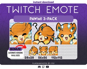 Pawmi Twitch Emote 3-Pack | Happy Pawmi Shock, Cute Confused Pawmi, and Excited Sparkle Pawmi Gen 9 Pokemon Scarlet and Violet Emotes