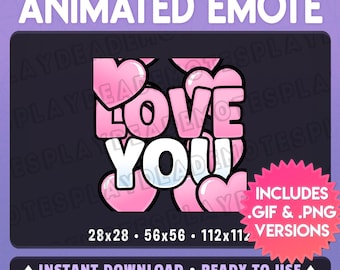 Animated LOVE YOU Emote: LoveYou in Soft Pastel Pink with Hearts (Ani+Static) (Digital) [sp]