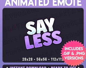 Animated SAY LESS Emote in Soft Pastel Purple | (Animated+Static) (Digital Download) | [sv]