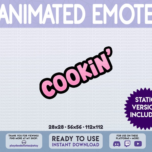 ANIMATED COOKIN EMOTE | animated + static version included, funny pink animated text cookin emote by PlayDeadEmotes | color: [pp] pastelpink