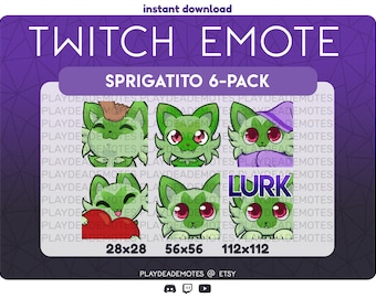 6-Pack Cute Sprigatito Twitch Emotes | Sprigatito Lurk Cozy Love Discord Emote | Instant Download Twitch Pokemon Scarlet Violet Gen 9 Emote