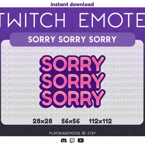 Słodki różowy PRZEPRASZAM PRZEPRASZAM PRZEPRASZAM Twitch Emote | Frantic Sorry Discord Emotes | Natychmiastowe pobieranie grafiki Twitch, Kawaii Anxious Sorry Sry Emotes