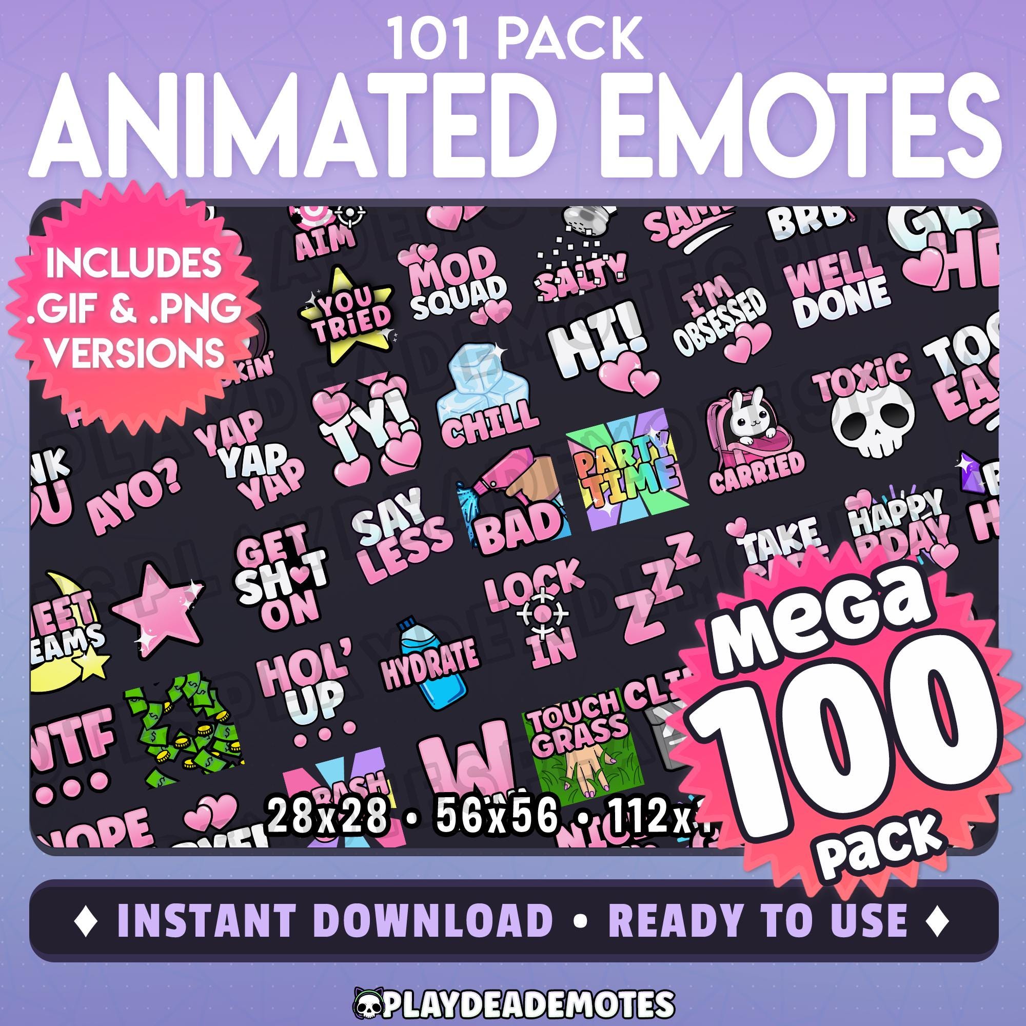 101 Animated Emotes: Soft Pastel Pink Emote MEGA Pack (animated+static ...