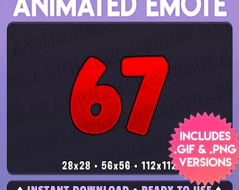 Animated 67 Emote: 6-7 in Bold Bright Red (Ani+Static) (Digital Download) [br]