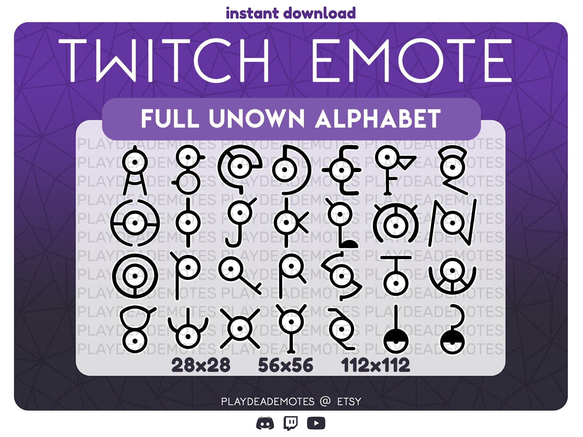 Unown Alphabet Sticker for Sale by Biochao
