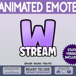 W STREAM ANIMATED EMOTE | animated + static included, pastel purple w stream animated gif emotes by PlayDeadEmotes | color: [sv] softviolet
