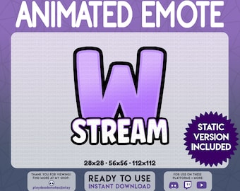 W STREAM ANIMATED EMOTE | animated + static included, pastel purple w stream animated gif emotes by PlayDeadEmotes | color: [sv] softviolet