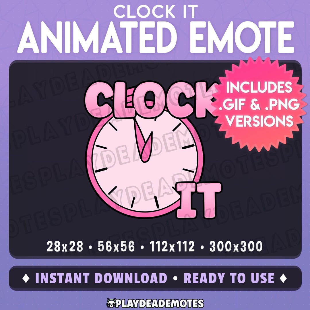 Animated CLOCK IT Emote in Soft Pastel Pink (animated+static) (digital ...