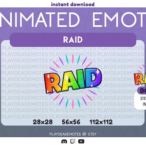 ANIMATED + STATIC RAID Rainbow Twitch Emotes | Bright Rainbow Animated Raid Emote | Cute Pride Animated Emote for Twitch or Discord