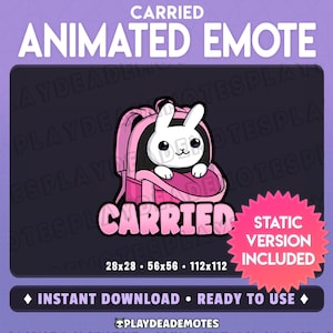 ANIMATED CARRIED EMOTE | animated + static versions included; pastel pink bunny carried carry animated text emote gif by PlayDeadEmotes [sp]