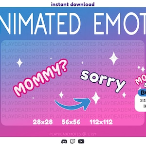 ANIMOWANE + STATYCZNE Mamo? Przepraszam Emotki Twitch | Animowana Mamo? Przepraszam Emotki TikTok Meme | Dołączono animowane i statyczne emotki!