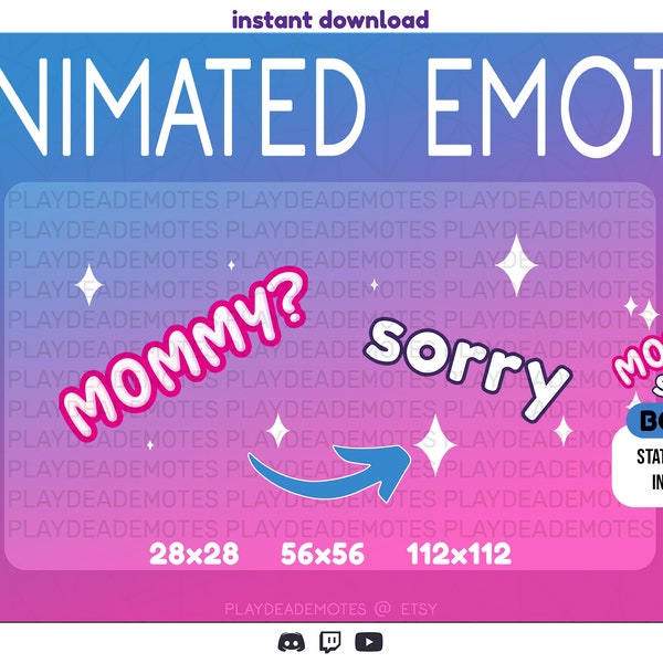 ANIMATED + STATIC Mommy? Sorry Twitch Emotes | Animated Mommy? Sorry Tiktok Meme Emotes | Animated and static emotes included!
