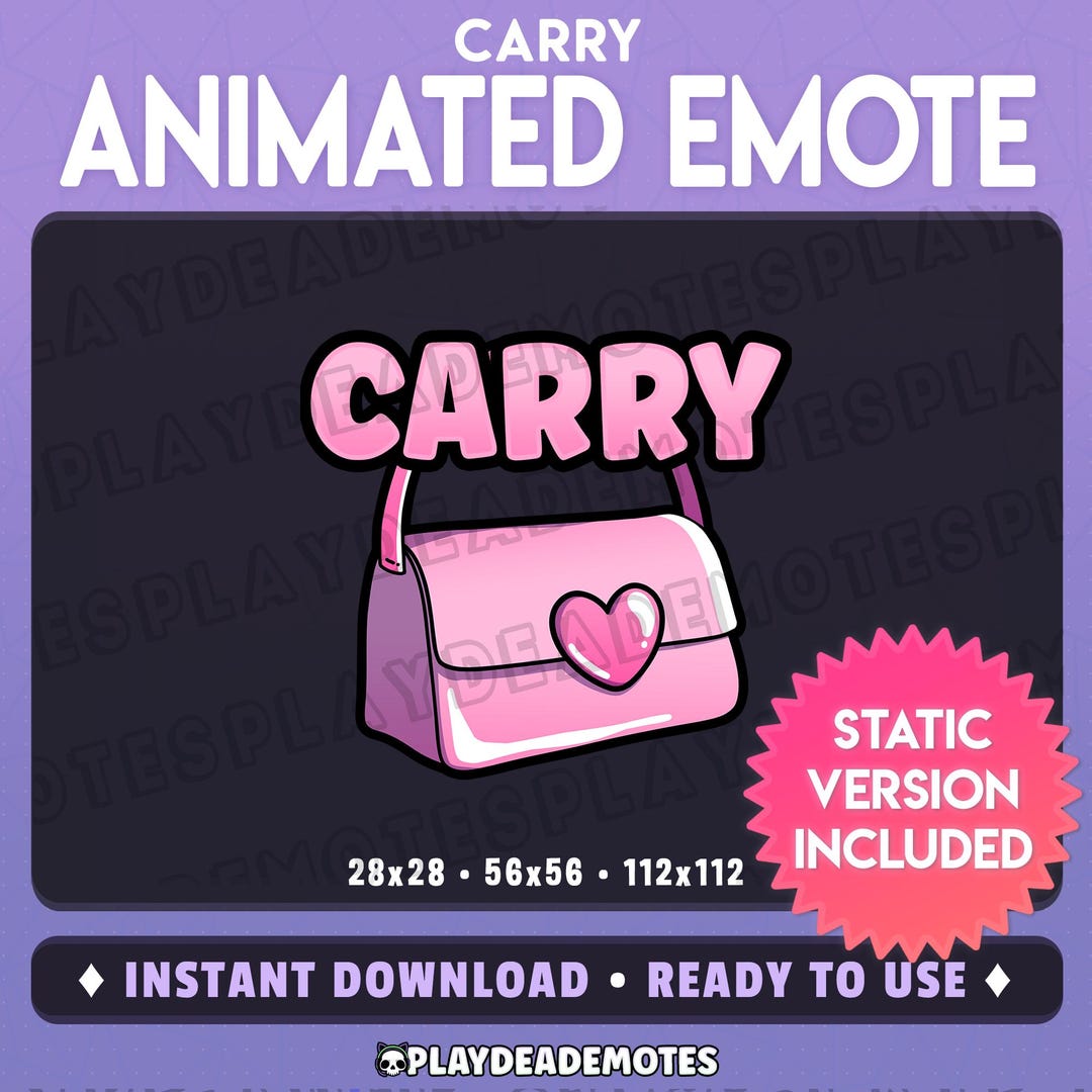 Animated CARRY Emote in Soft Pastel Pink + Heart Purse (animated+static ...