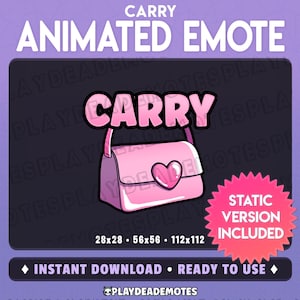 ANIMATED CARRY EMOTE | animated + static versions included; soft pink carry animated text emote by PlayDeadEmotes [sp]