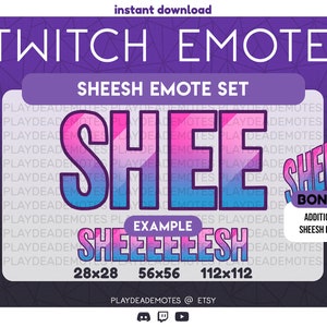 SHEESH Twitch Emote Bundle | SH EE Sheesh Discord Emotes | Instant Download Twitch Graphics, Twitch Gaming Streamer Emote 3-Pack Bundle Set
