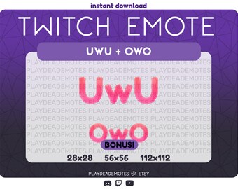 Kawaii Pink UwU and OwO Twitch Emotes | Creepy Cute UwU OwO Discord Emote