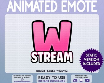 W STREAM ANIMATED EMOTE | animated + static versions included, pink w stream animated text emote by PlayDeadEmotes | color: [bp] boldpink