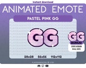 ANIMATED + STATIC Kawaii Pink GG Emote | Cute Pink Pastel Good Game Animated Twitch Emote with Bonus Static Version Included