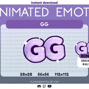 Animated + Static GG Twitch Emotes | Kawaii Cute Soft Pastel Purple Sparkly Twinkling Static and Animated Emote for Twitch and Discord