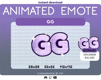 Animated + Static GG Twitch Emotes | Kawaii Cute Soft Pastel Purple Sparkly Twinkling Static and Animated Emote for Twitch and Discord