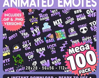 101 Animated Emotes: Soft Pastel Purple Emote MEGA Pack (Animated+Static) (Digital Download) [sv]