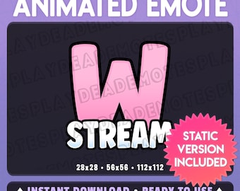 Animated W STREAM Emote in Soft Pastel Pink (Animated+Static) (Digital Download) [sp]