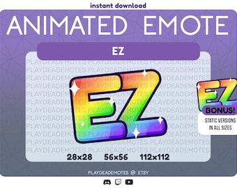 ANIMATED + STATIC Kawaii Rainbow Animated EZ Twitch Emote | Cute Sparkly Rainbow Animated and Static Ez Emote | Discord + Twitch Emotes