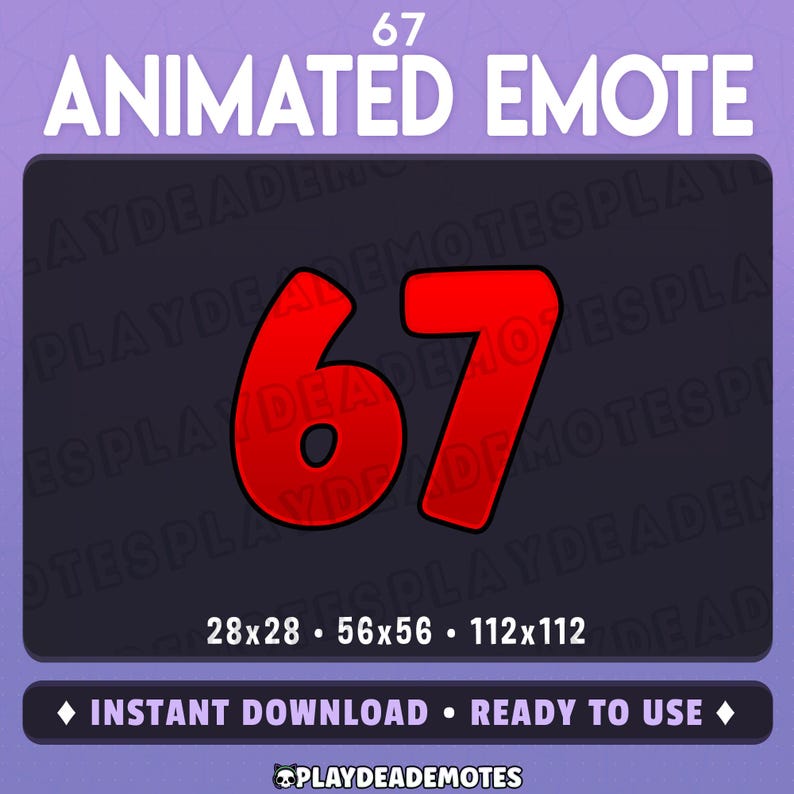 Animated 67 Emote: 6-7 in Bold Bright Red (ani+static) (digital ...