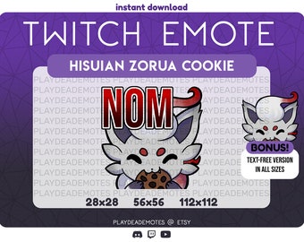 Hisuian Zorua Eating a Cookie NOM Twitch Emote | Hisui Zorua Discord Emotes | Instant Download Twitch Graphics, Pokemon Legends Arceus Emote