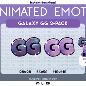 2 Animated + 2 Static GG Twitch Emotes | Kawaii Cute Space Galaxy Aesthetic Animated GG Emotes | 2 animated and 2 static emotes included!