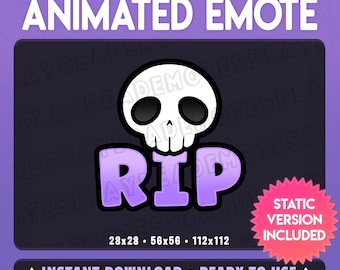 Animated RIP Emote in Soft Purple with Skull (Animated+Static) (Digital Download) [sv]