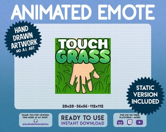Touch Grass Animated Emote | ANIMATED + STATIC touch grass emote | animated text emote, animated meme emote, twitch emote art, discord emoji