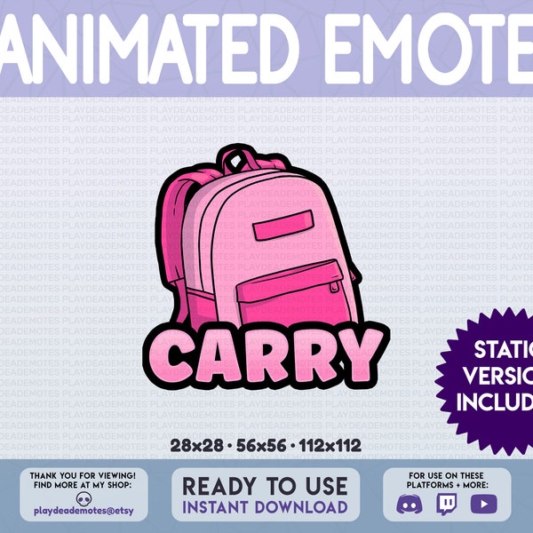 ANIMATED CARRY EMOTE | animated + static versions included, pastel pink carried animated text emote by PlayDeadEmotes | color: [sp] softpink