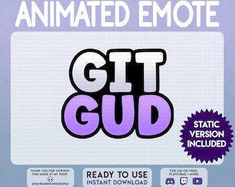 GIT GUD Animated Emote | pastel purple git gud emote, animated violet get good emote, lavender git gud animated text emote by PlayDeadEmotes