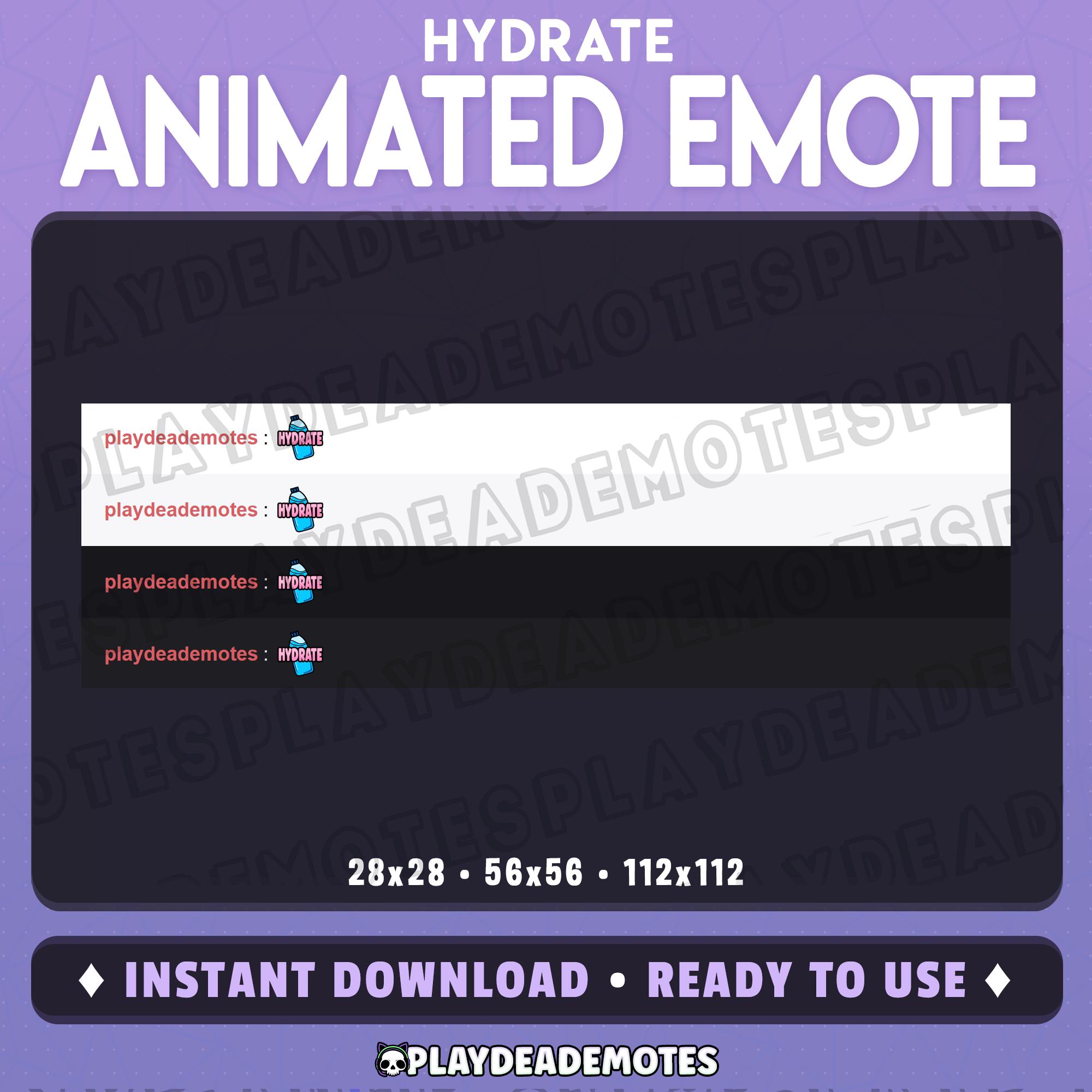 Animated HYDRATE Emote in Soft Pastel Pink + Water Bottle (animated ...