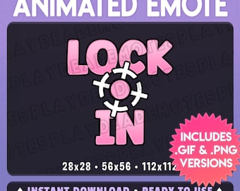 Animated LOCK IN Emote in Soft Pastel Pink (Ani+Static) (Digital Download) [sp]