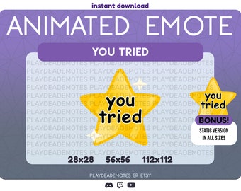 ANIMATED & STATIC You Tried Gold Star Twitch Emote | Gold Star You Tried Animated Emote for Discord and Twitch