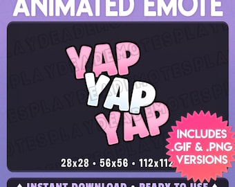 Animated YAP YAP YAP Emote | Cute Yapping Emote in Soft Pastel Pink | (Ani+Static) (Digital Download) | [sp]
