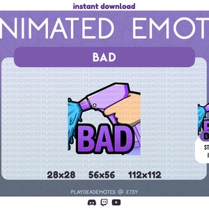 ANIMATED + STATIC Purple Spray Bottle BAD Emotes | Animated in 3 Speeds! | Animated Emote + Static Emotes for Twitch, Discord & More