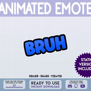 BRUH ANIMATED EMOTE | animated + static versions included, deep blue bruh animated text emotes by Play Dead Emotes | color: [vb] vibrantblue