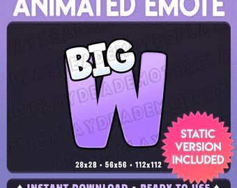 Animated BIG W Emote in Soft Pastel Purple (Animated+Static) (Digital Download) [sv]