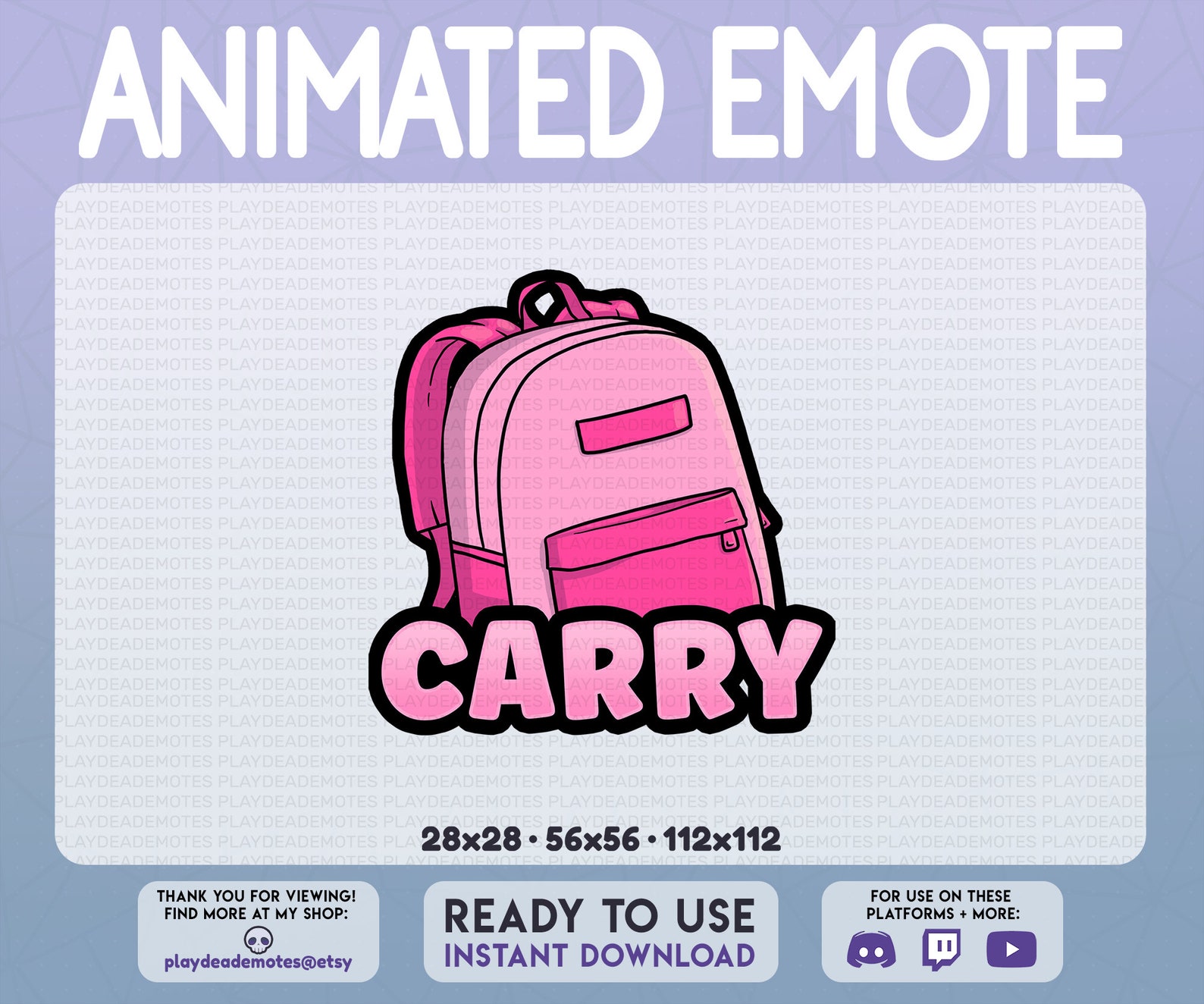 ANIMATED CARRY EMOTE | Animated + Static Versions Included, Pastel Pink ...