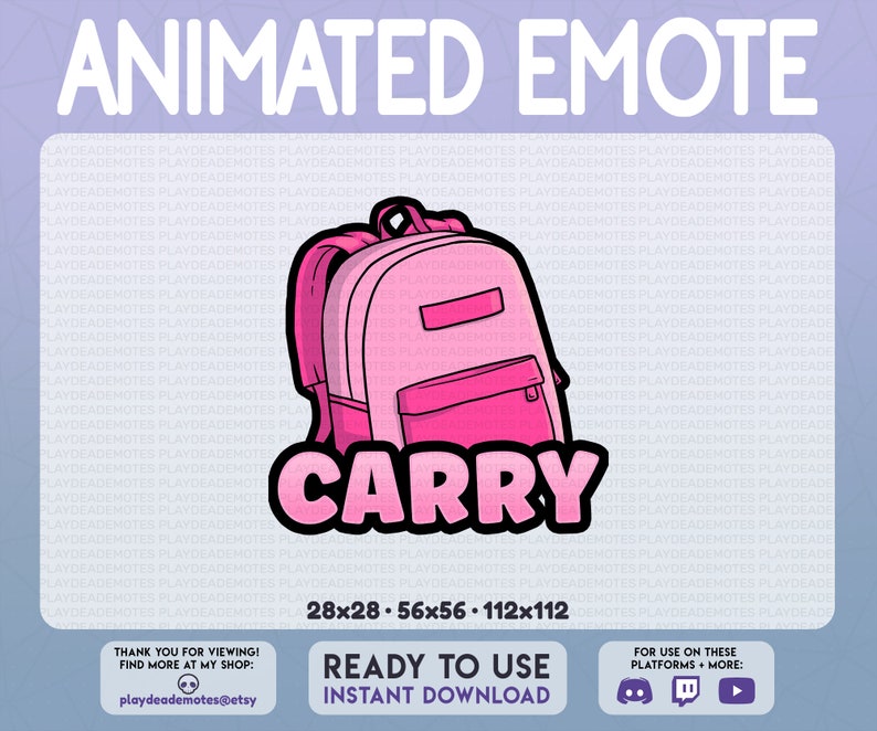 ANIMATED CARRY EMOTE | Animated + Static Versions Included, Pastel Pink ...